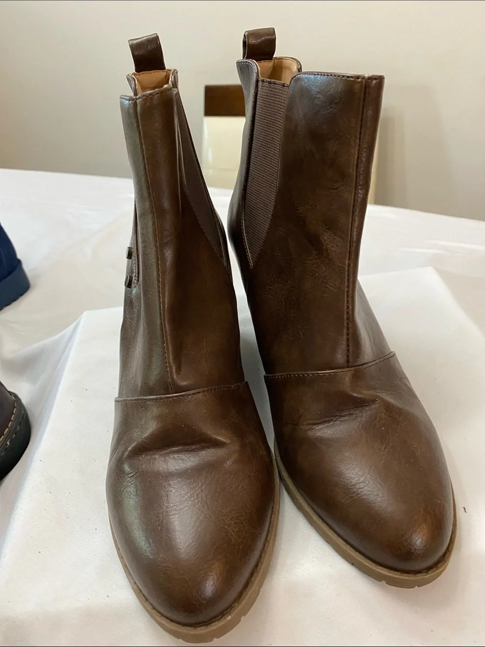 Source Unknown Brown Wedge Ankle Boots